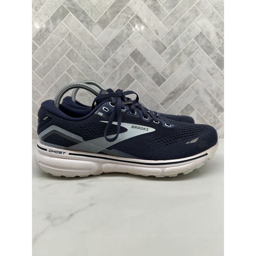 Brooks Ghost 15 Running Shoes Womens Size 9.5 D 9.5D Navy Blue Athletic Sneakers